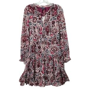 Skies Are Blue Dress Womens S Orchid Metallic‎ Floral Long Sleeve Ruffled Dress